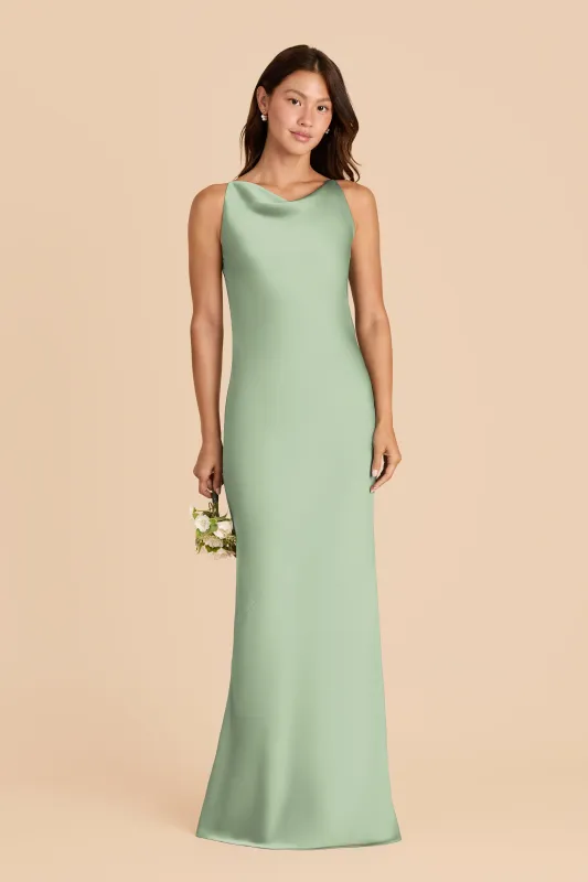 Destiny Matte Satin Dress - Pistachio sold by Birdy Grey