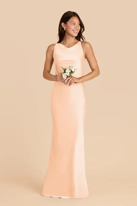 Destiny Matte Satin Dress - Peach Cream sold by Birdy Grey