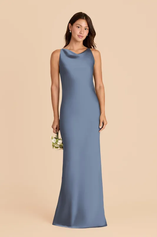Destiny Matte Satin Dress - French Blue sold by Birdy Grey