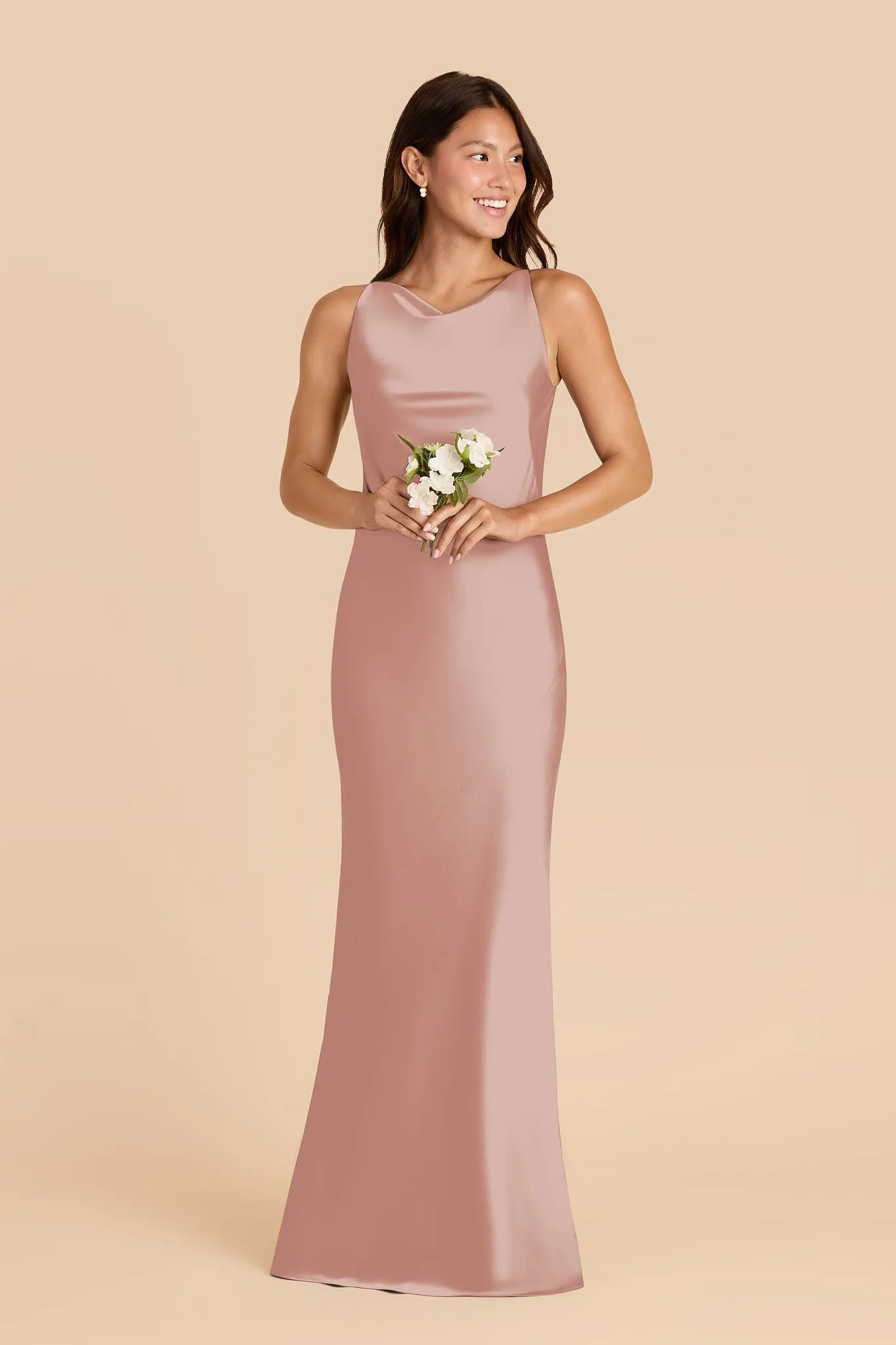 Destiny Matte Satin Dress - English Rose sold by Birdy Grey