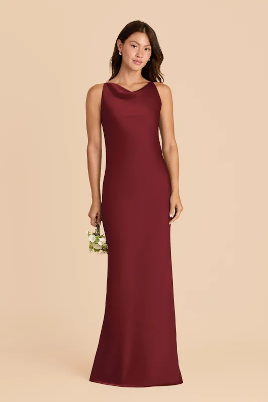 Destiny Matte Satin Dress - Burgundy sold by Birdy Grey