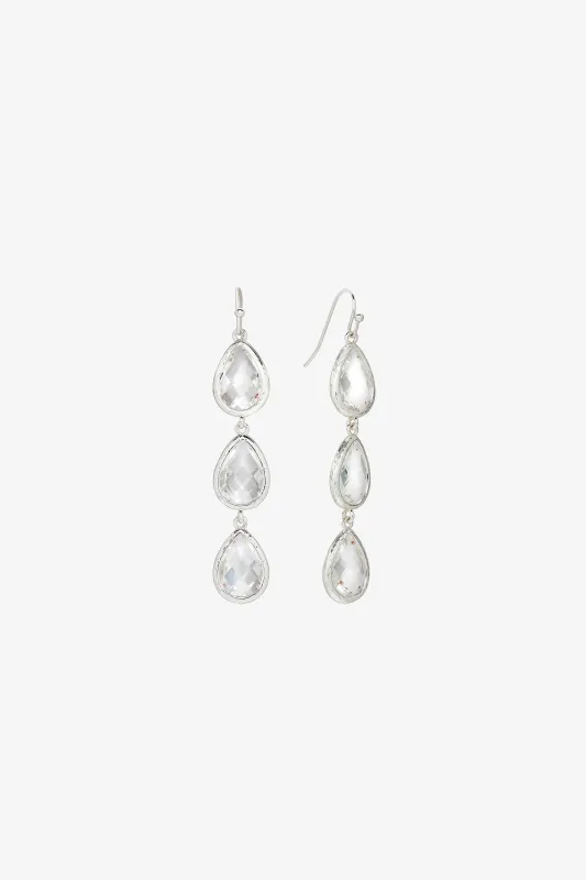 Triple Glass Drop Earring - Silver sold by Birdy Grey