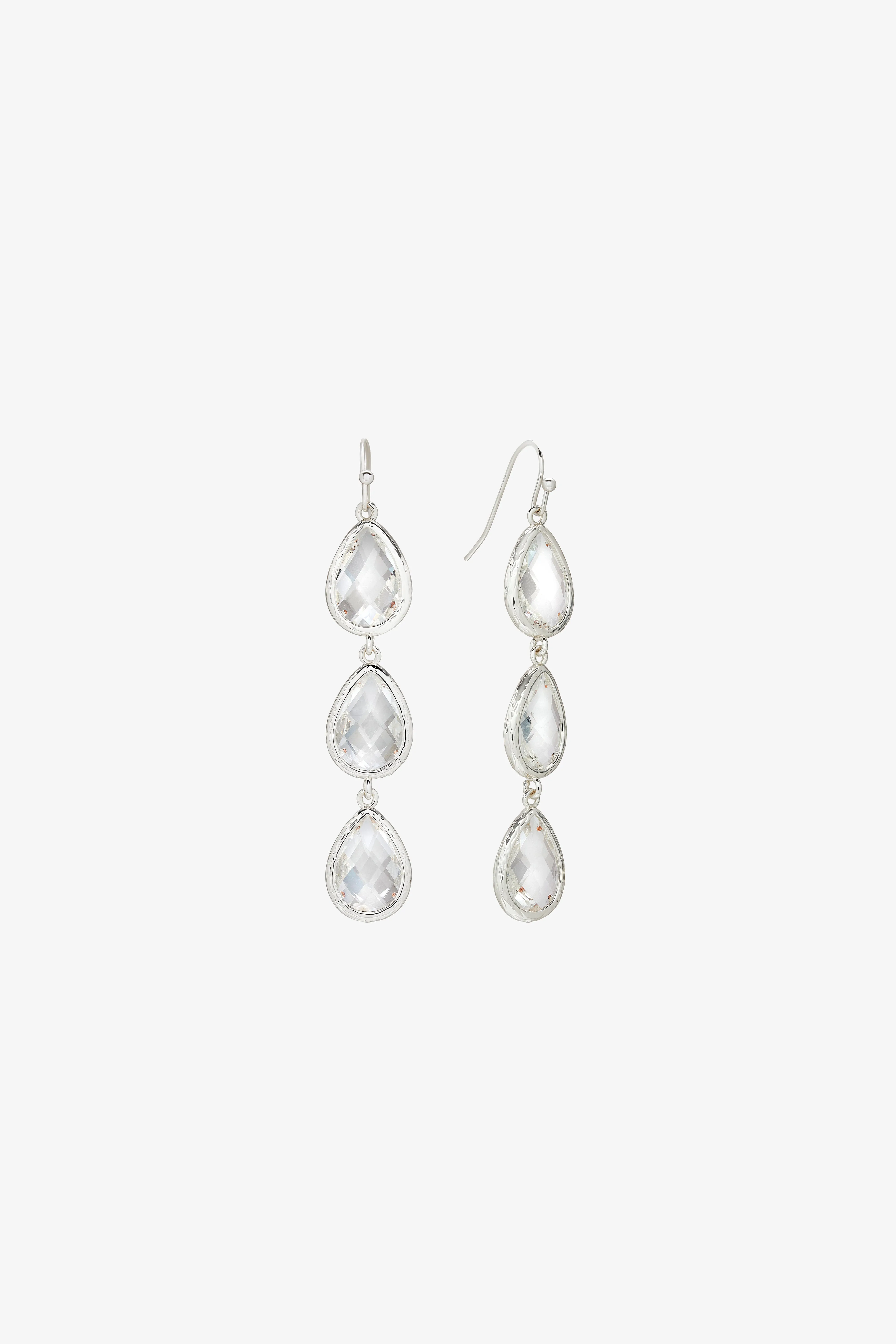 Triple Glass Drop Earring - Silver sold by Birdy Grey