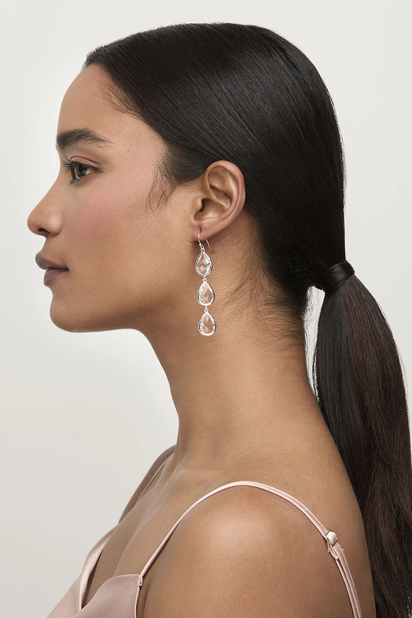 Triple Glass Drop Earring - Silver sold by Birdy Grey product image thumbnail 2