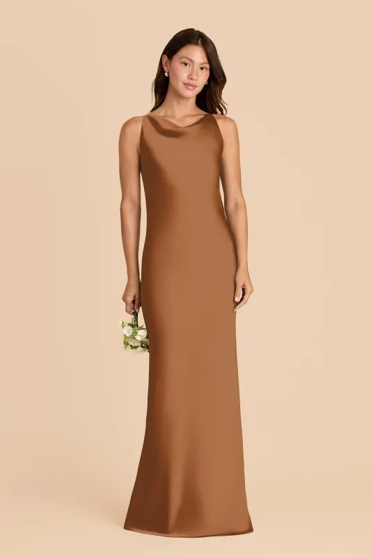 Destiny Matte Satin Dress - Copper sold by Birdy Grey