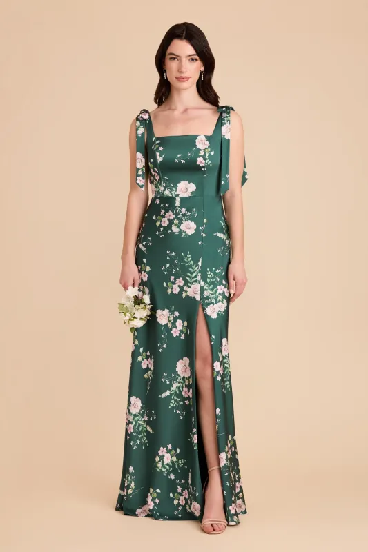 Alex Convertible Dress Matte Satin - Emerald Garden Party sold by Birdy Grey