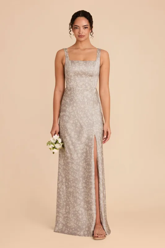 Alex Convertible Dress Matte Satin - Almond Dreamy Floral sold by Birdy Grey