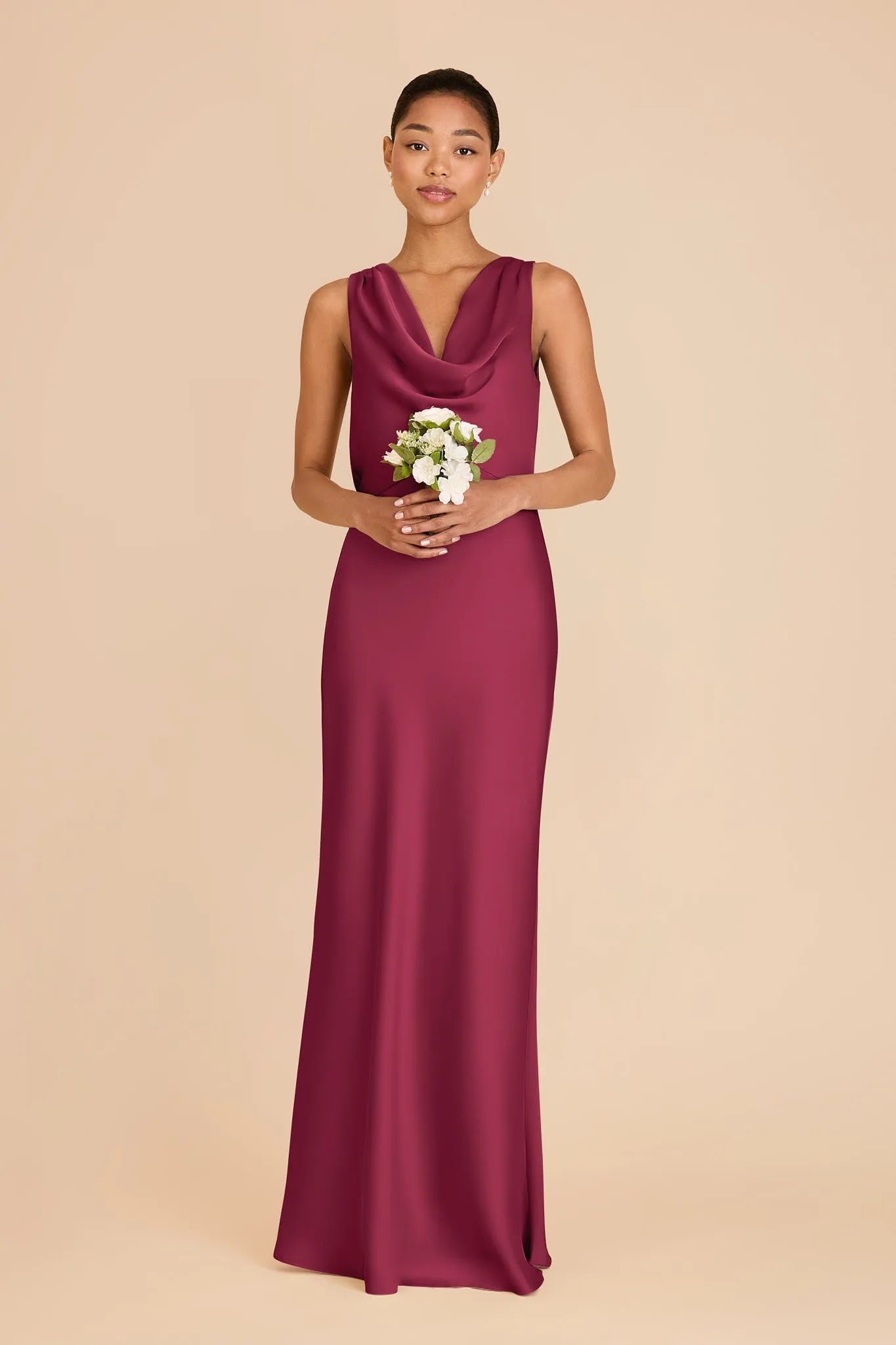 Bonnie Matte Satin Dress - Berry sold by Birdy Grey
