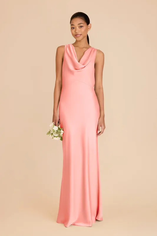Bonnie Matte Satin Dress - Coral Pink sold by Birdy Grey