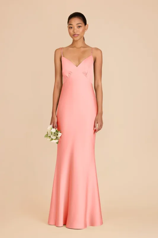 Dasha Matte Satin Dress - Coral Pink sold by Birdy Grey