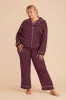 Jonny Satin Long Sleeve Pajama and Pants Set - Cabernet sold by Birdy Grey