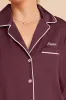 Jonny Satin Long Sleeve Pajama and Pants Set - Cabernet sold by Birdy Grey