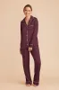 Jonny Satin Long Sleeve Pajama and Pants Set - Cabernet sold by Birdy Grey