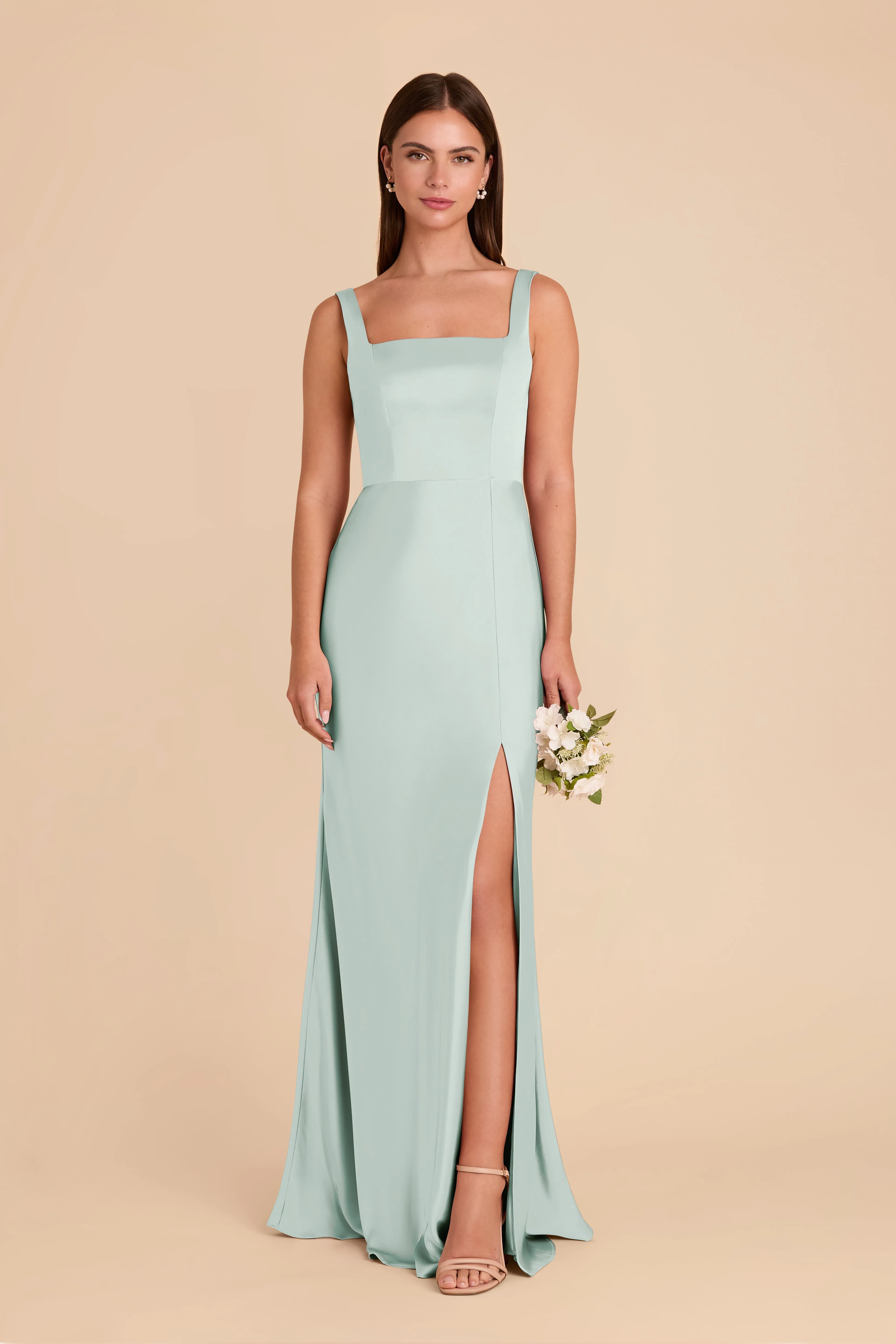 Alex Convertible Dress Matte Satin - Mint sold by Birdy Grey