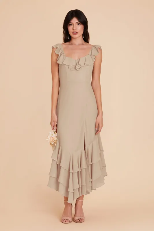Ginny Chiffon Dress - Almond sold by Birdy Grey