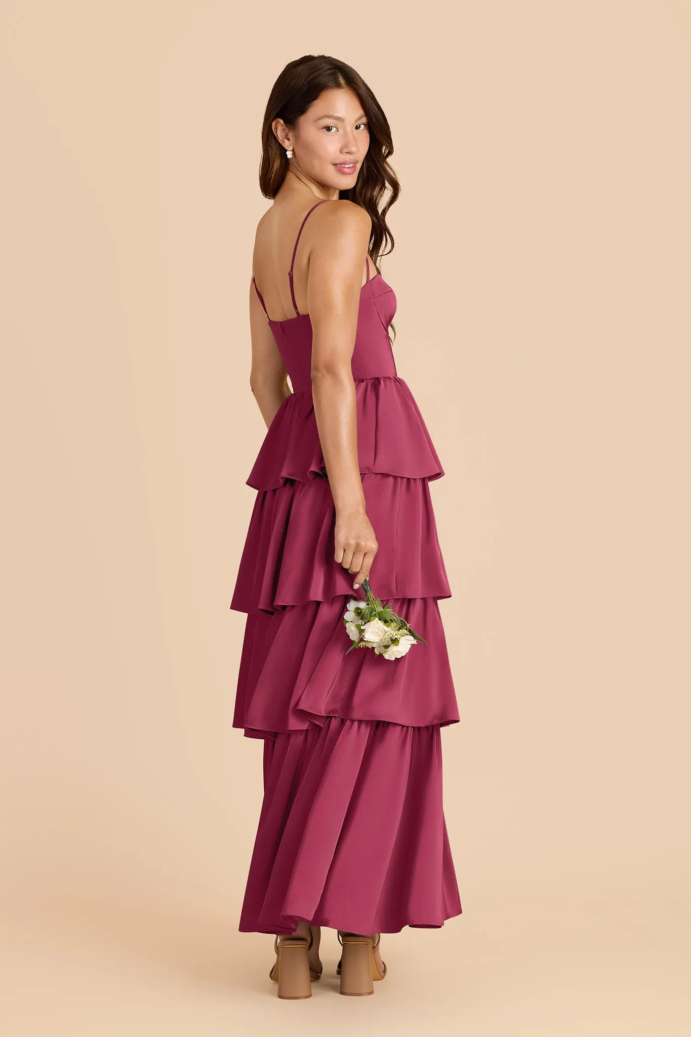 Lola Matte Satin Dress - Berry sold by Birdy Grey product image thumbnail 3