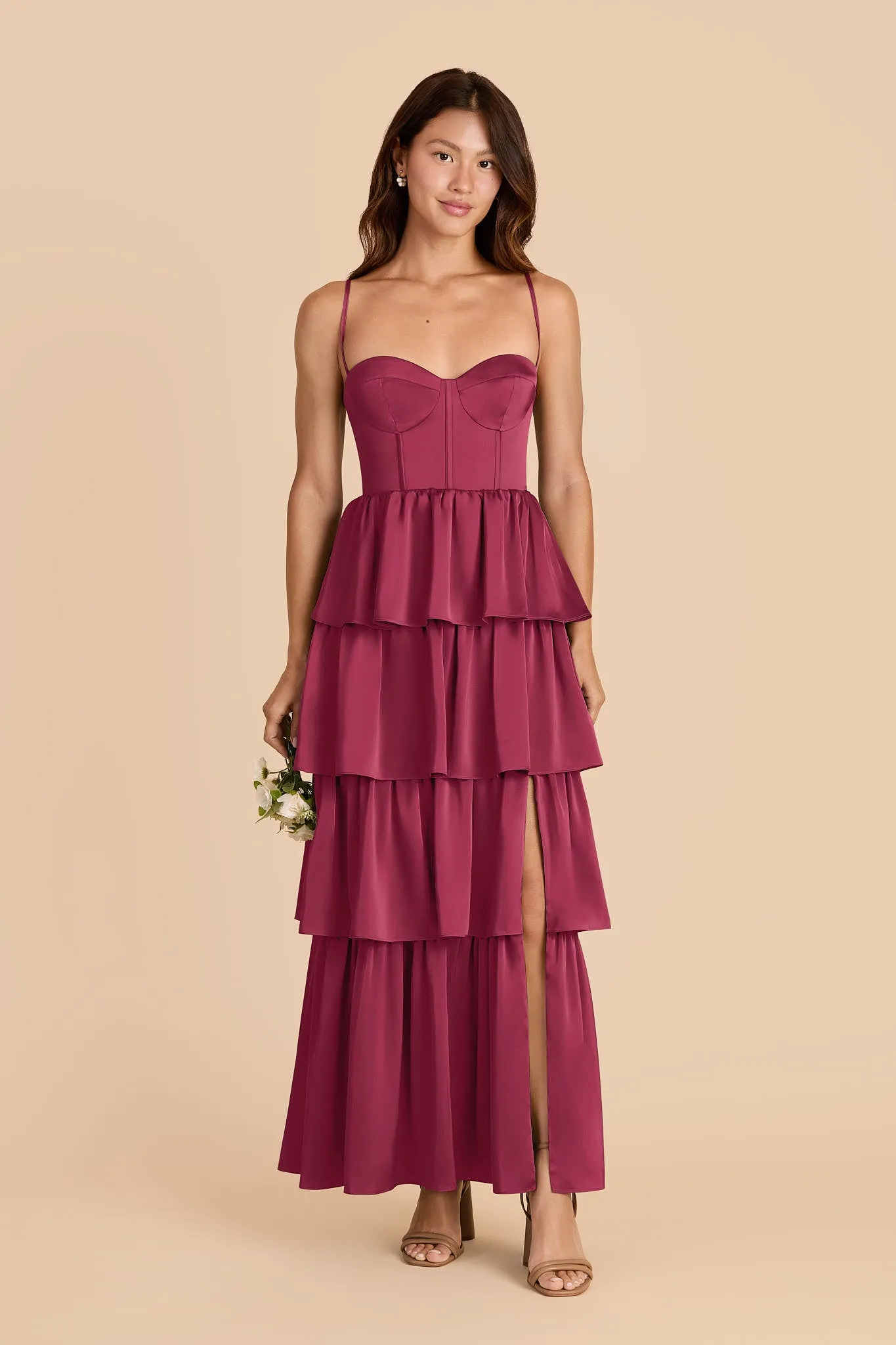 Lola Matte Satin Dress - Berry sold by Birdy Grey