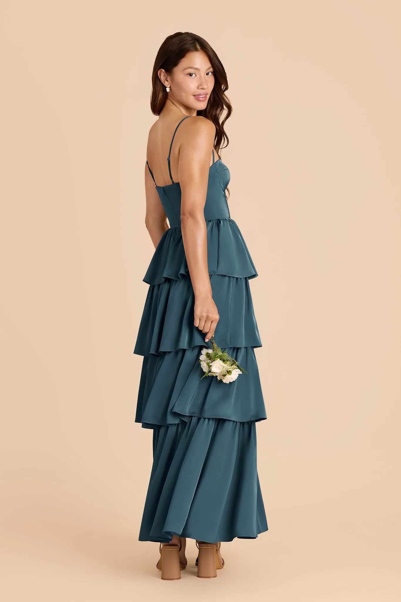 Lola Matte Satin Dress - Dark Teal sold by Birdy Grey product image thumbnail 3