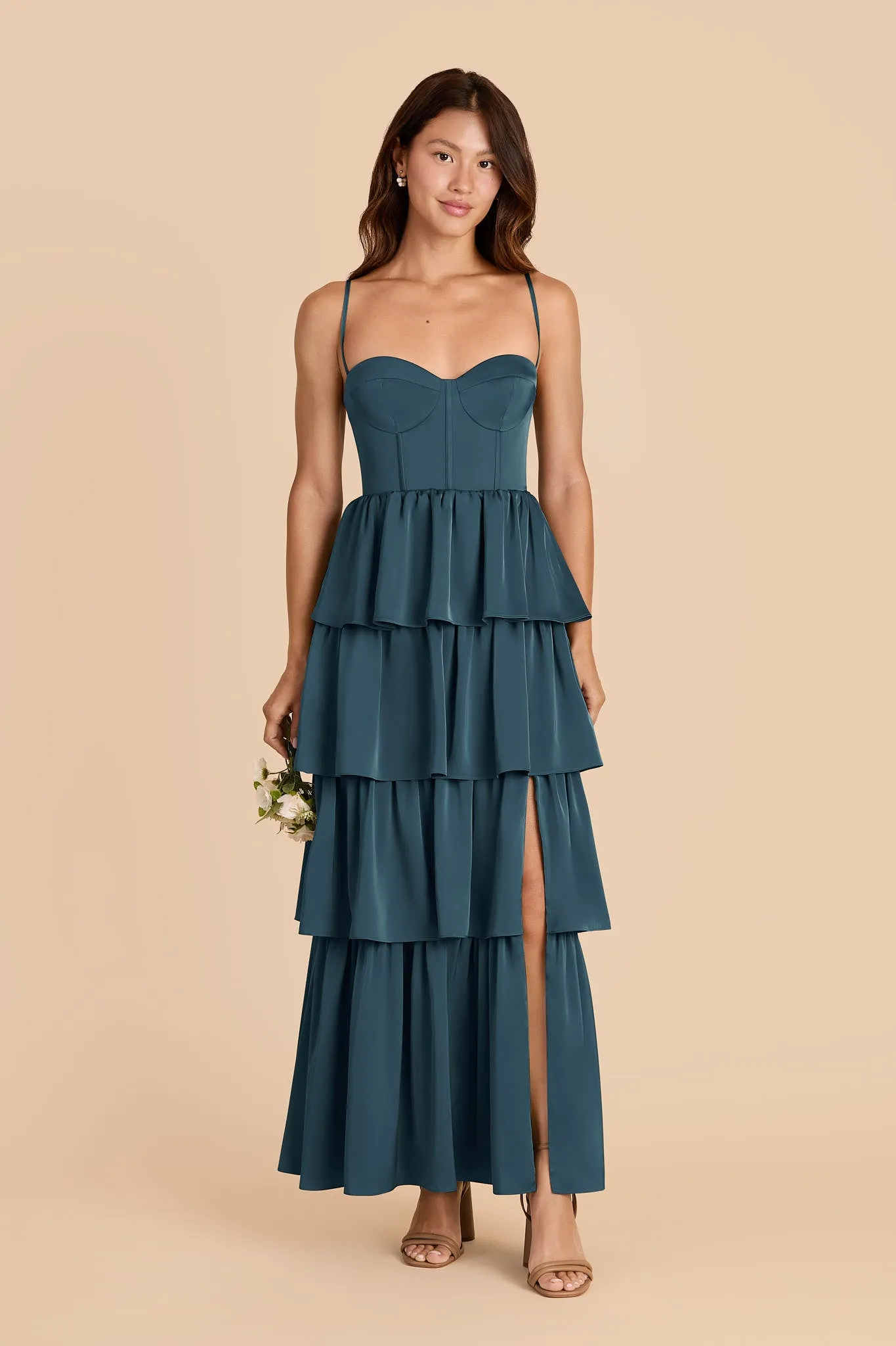 Lola Matte Satin Dress - Dark Teal sold by Birdy Grey product image thumbnail 2