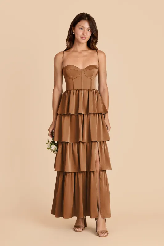 Lola Matte Satin Dress - Copper sold by Birdy Grey