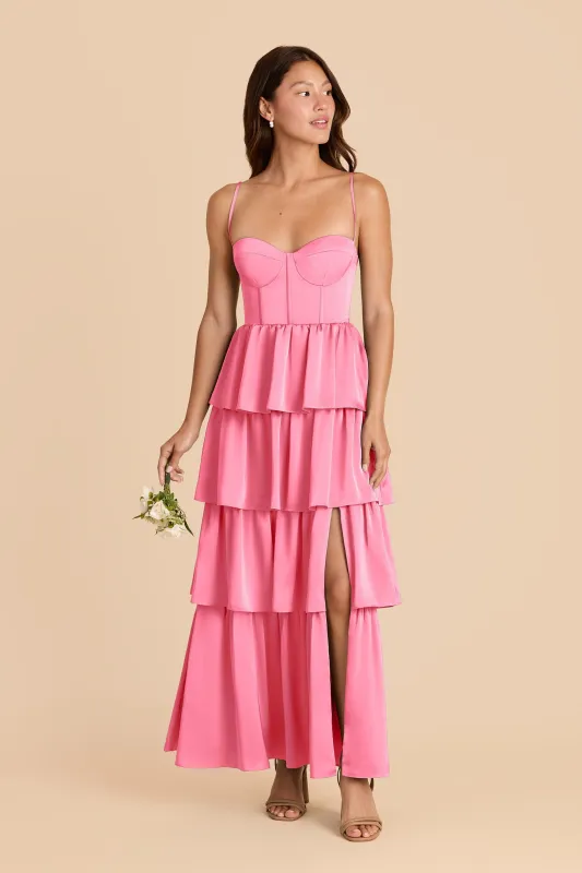 Lola Matte Satin Dress - Bon Bon Pink sold by Birdy Grey