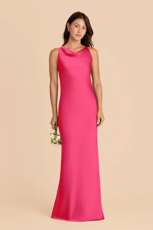 Destiny Matte Satin Dress - Fuchsia sold by Birdy Grey