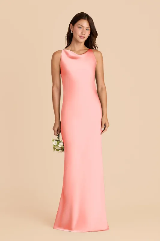Destiny Matte Satin Dress - Coral Pink sold by Birdy Grey