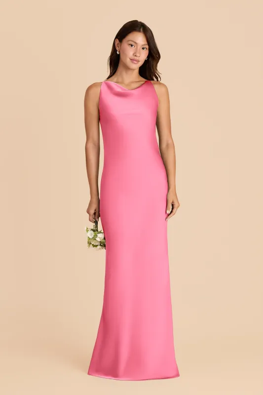 Destiny Matte Satin Dress - Bon Bon Pink sold by Birdy Grey