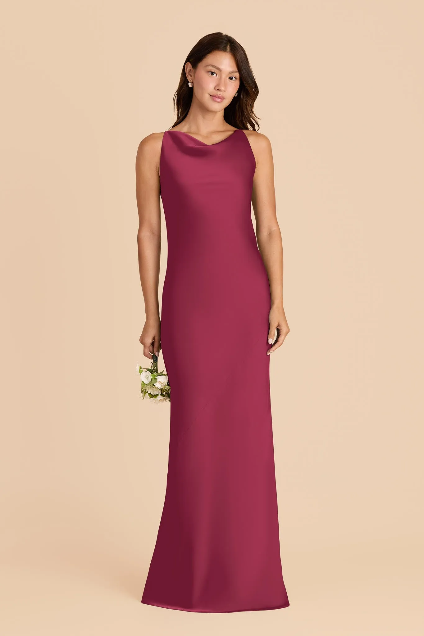 Destiny Matte Satin Dress - Berry sold by Birdy Grey