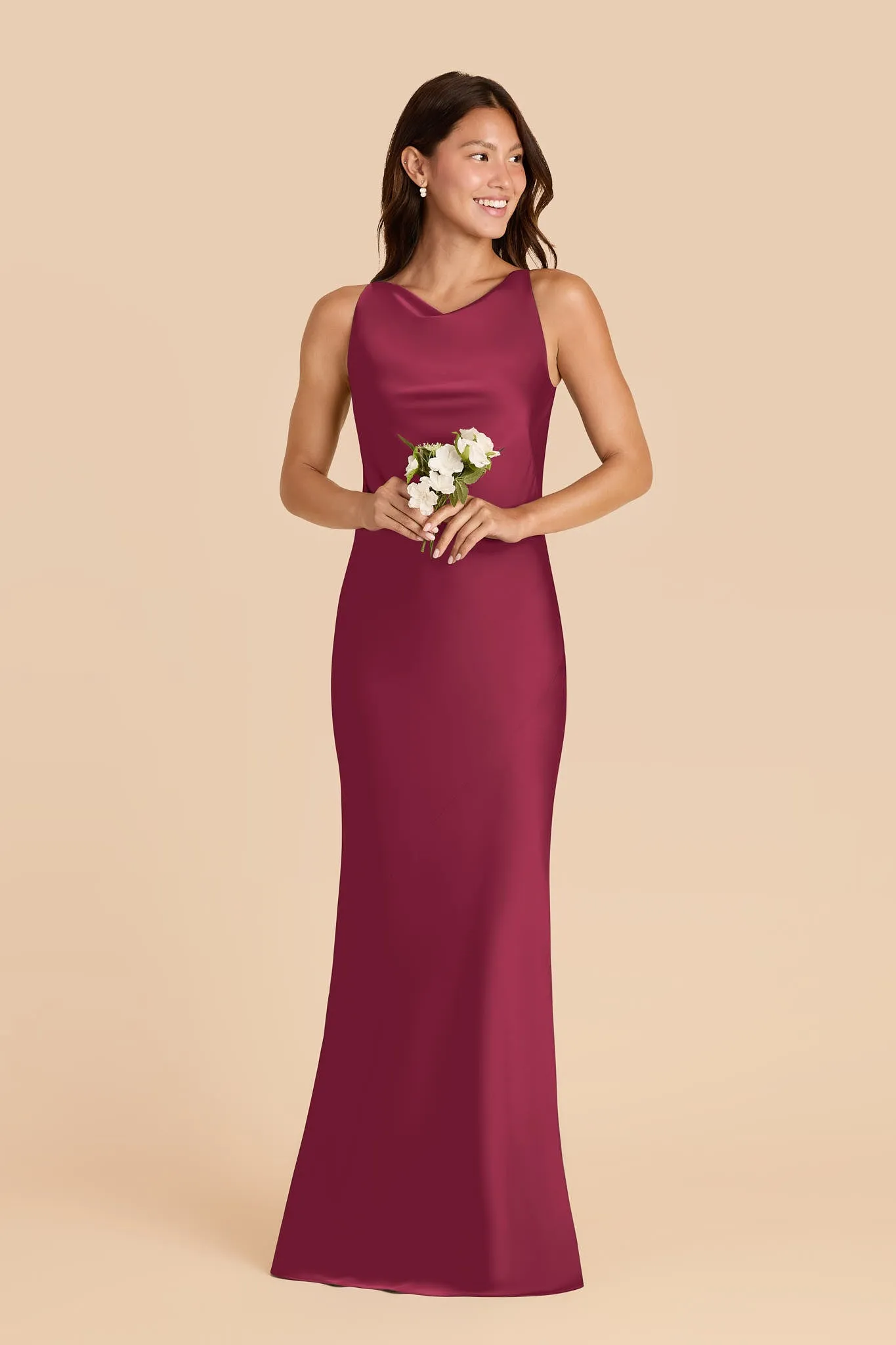 Destiny Matte Satin Dress - Berry sold by Birdy Grey product image thumbnail 2