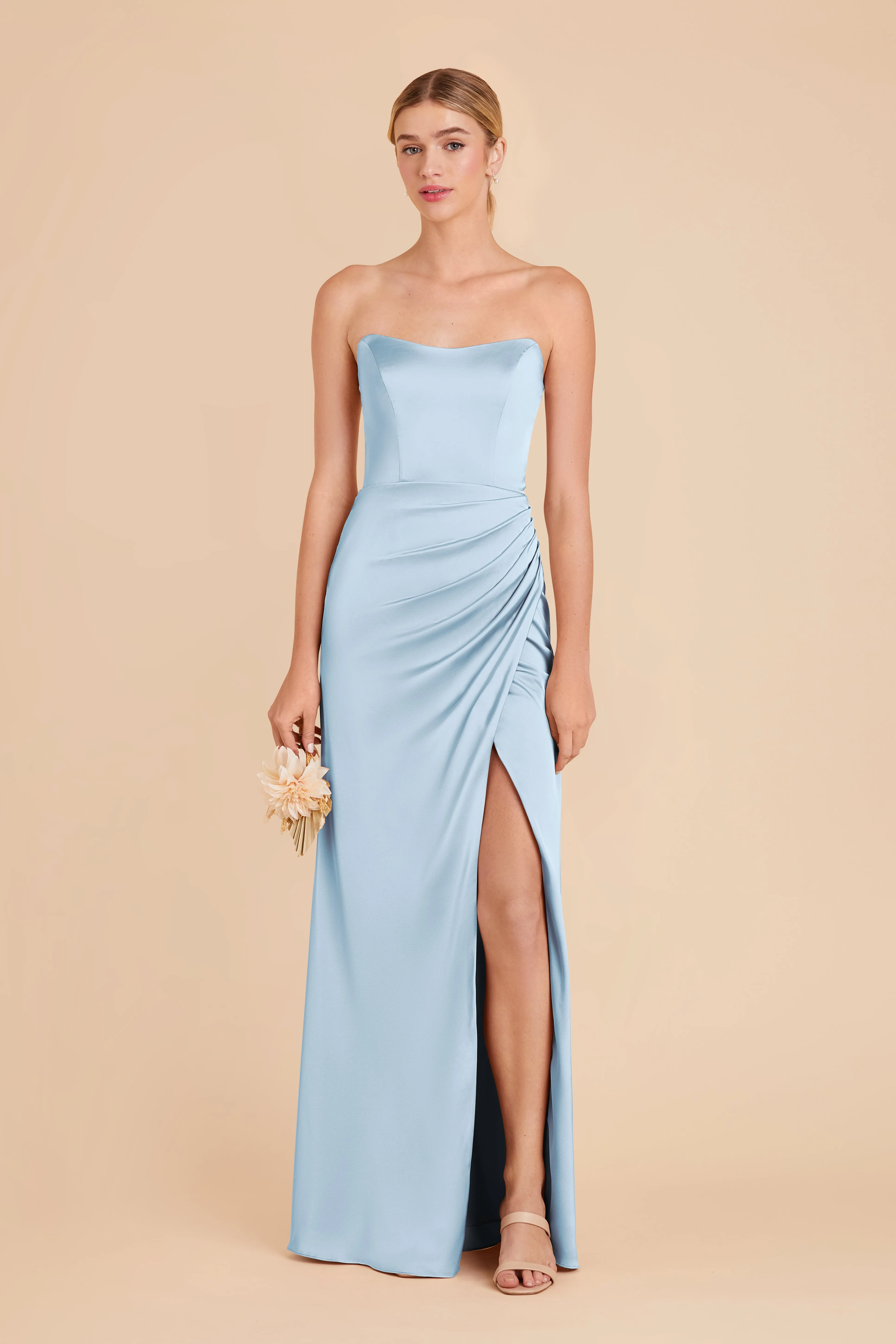 Anne Matte Satin Dress - Sky Blue sold by Birdy Grey