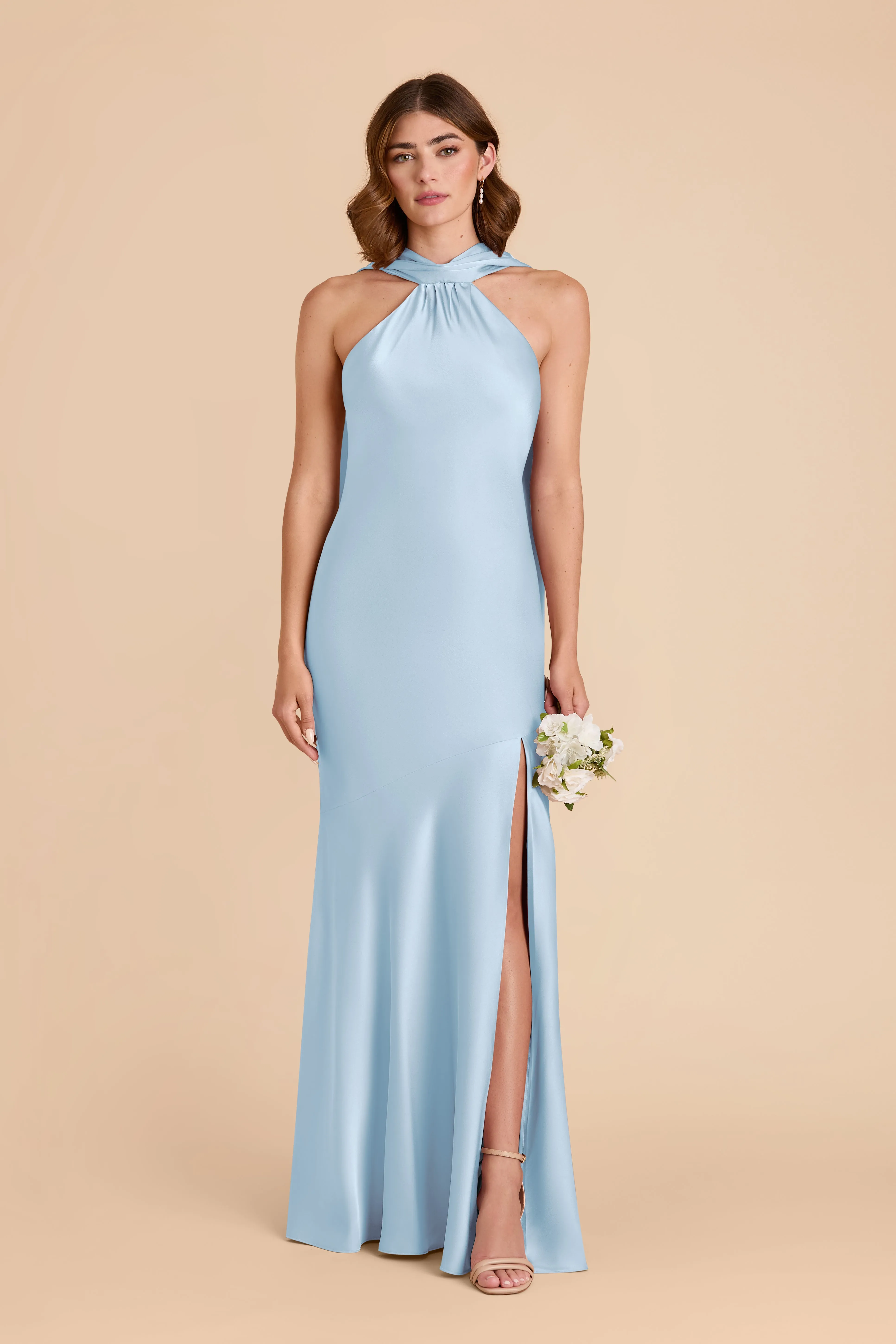 Eileen Matte Satin Dress - Sky Blue sold by Birdy Grey