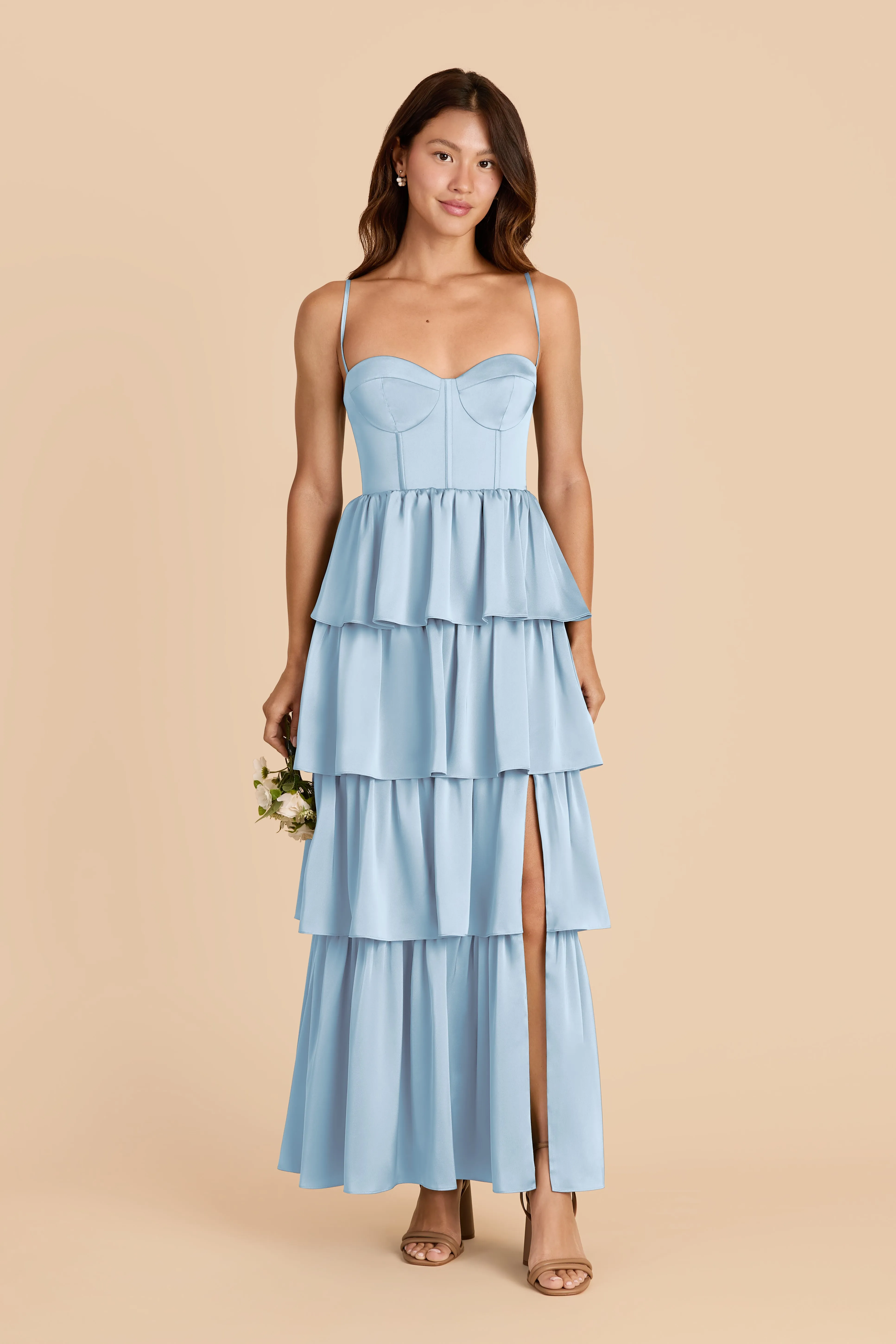 Lola Matte Satin Dress - Sky Blue sold by Birdy Grey