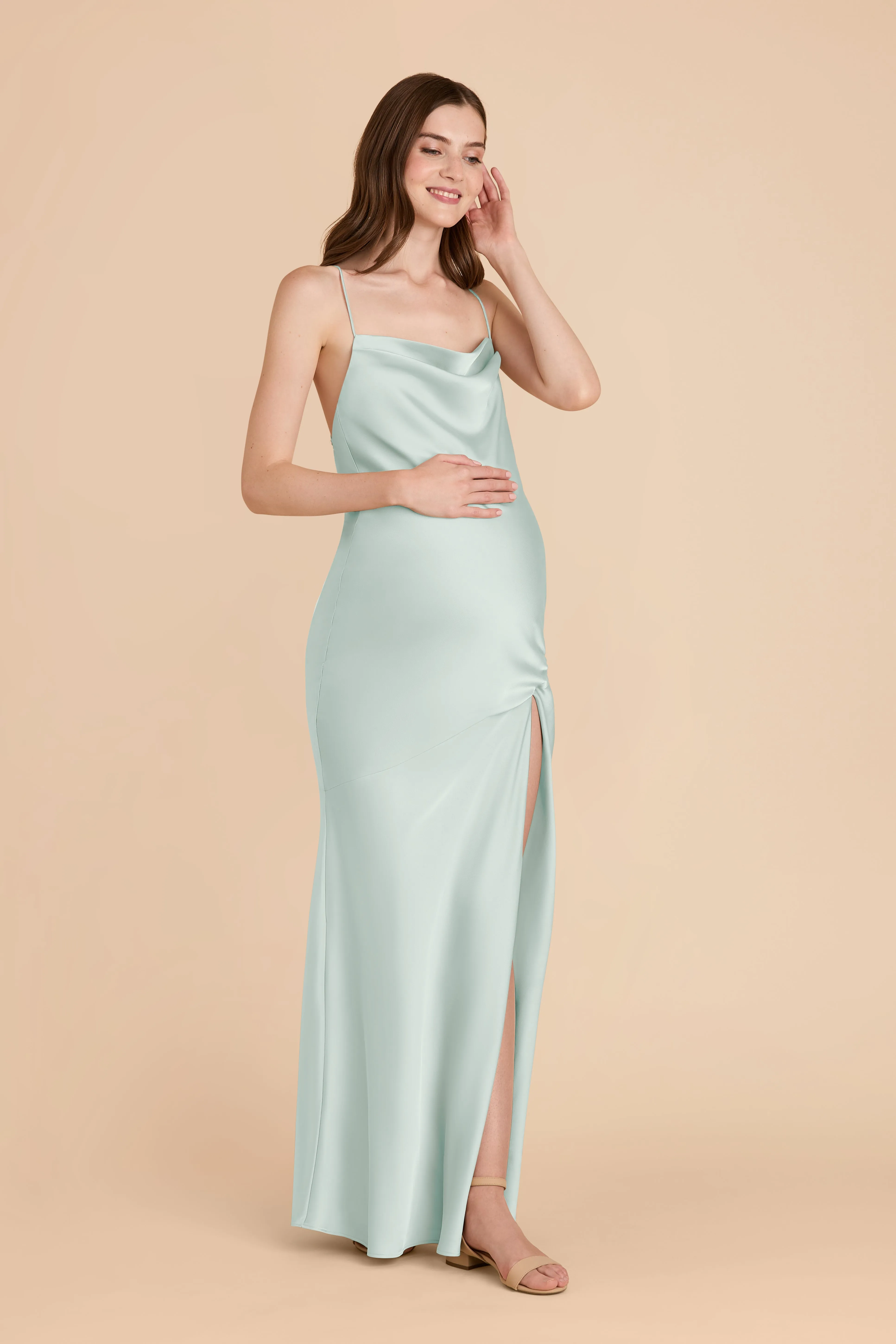 Olivia Matte Satin Dress - Mint sold by Birdy Grey product image thumbnail 4