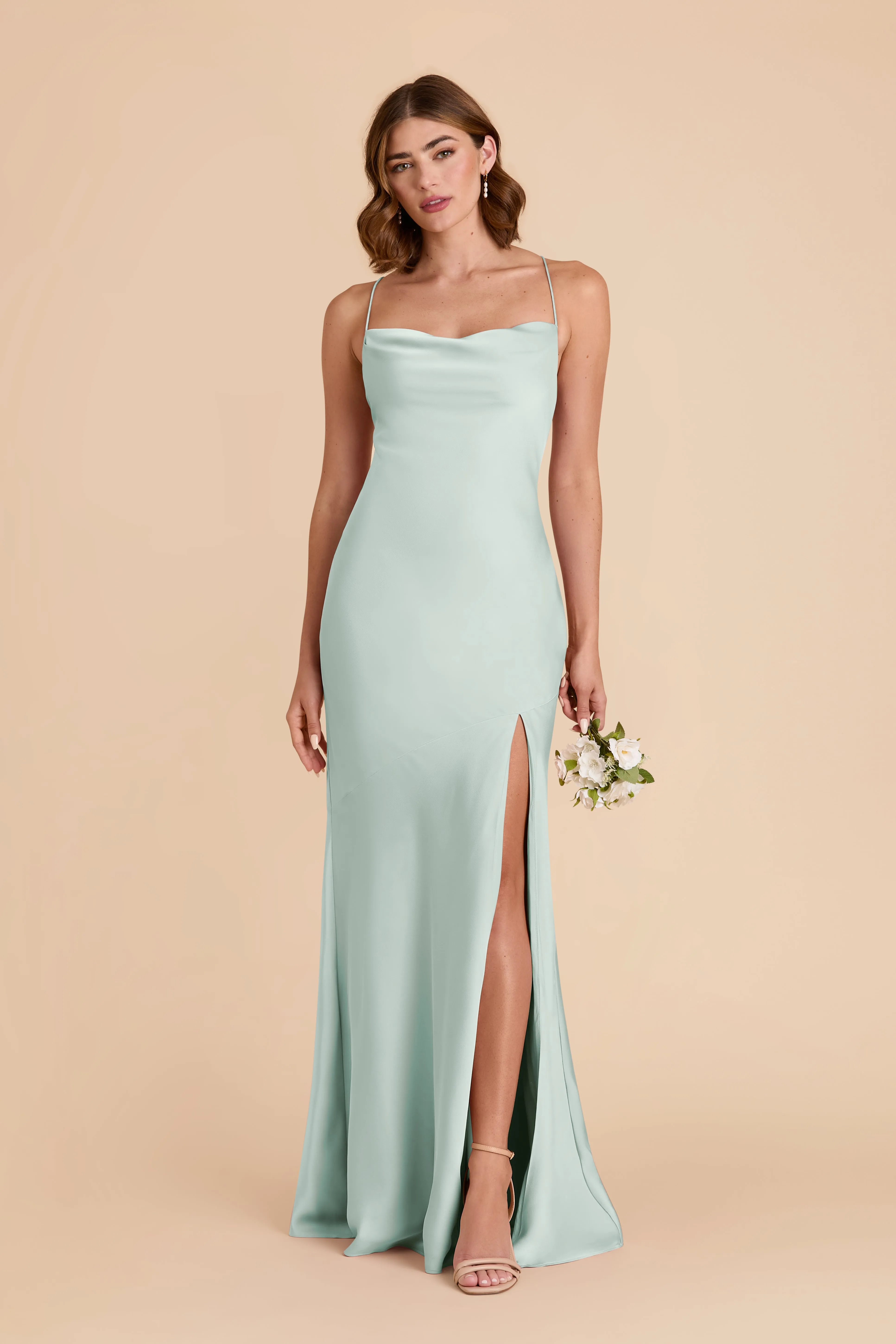 Olivia Matte Satin Dress - Mint sold by Birdy Grey