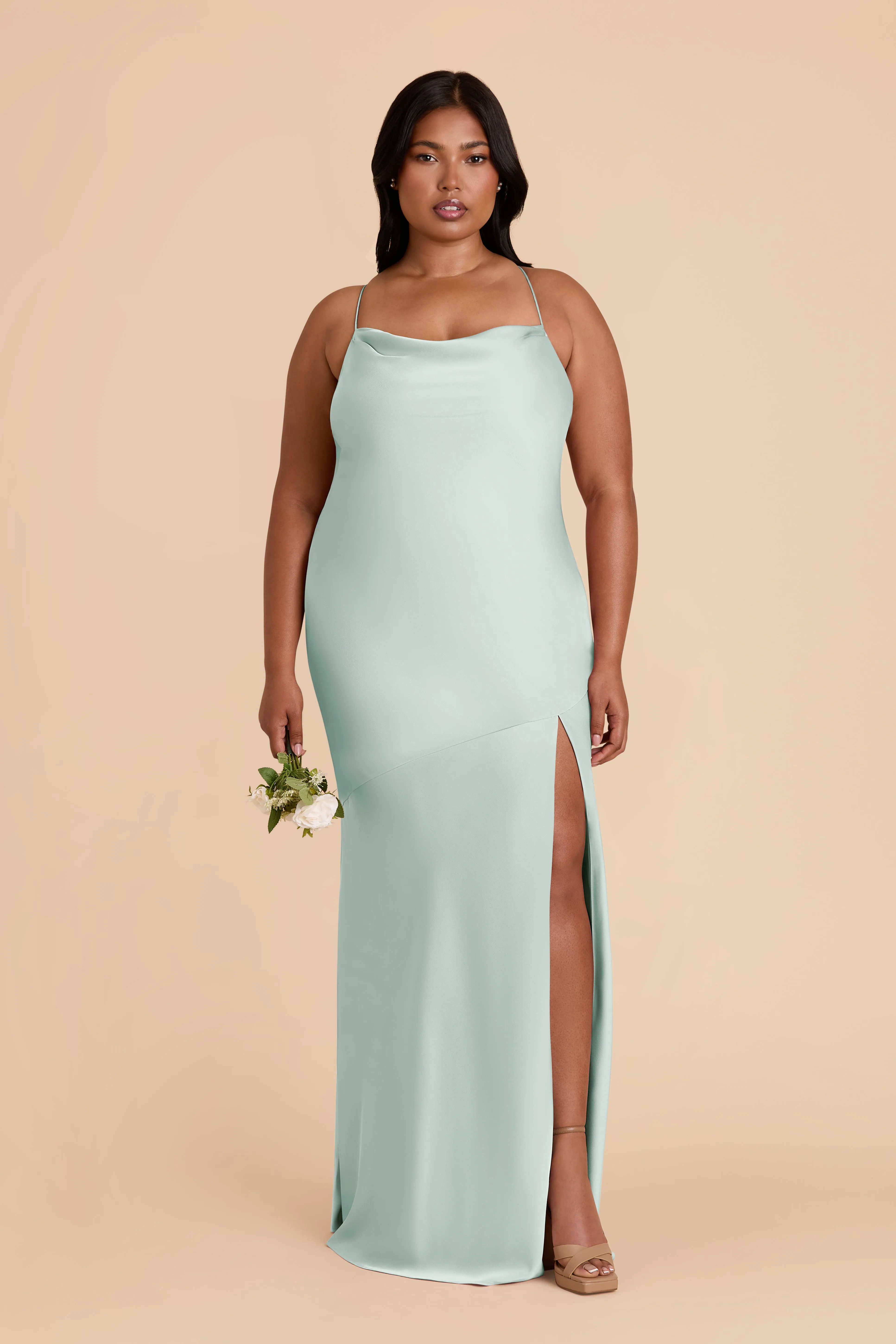 Olivia Matte Satin Dress - Mint sold by Birdy Grey product image thumbnail 3