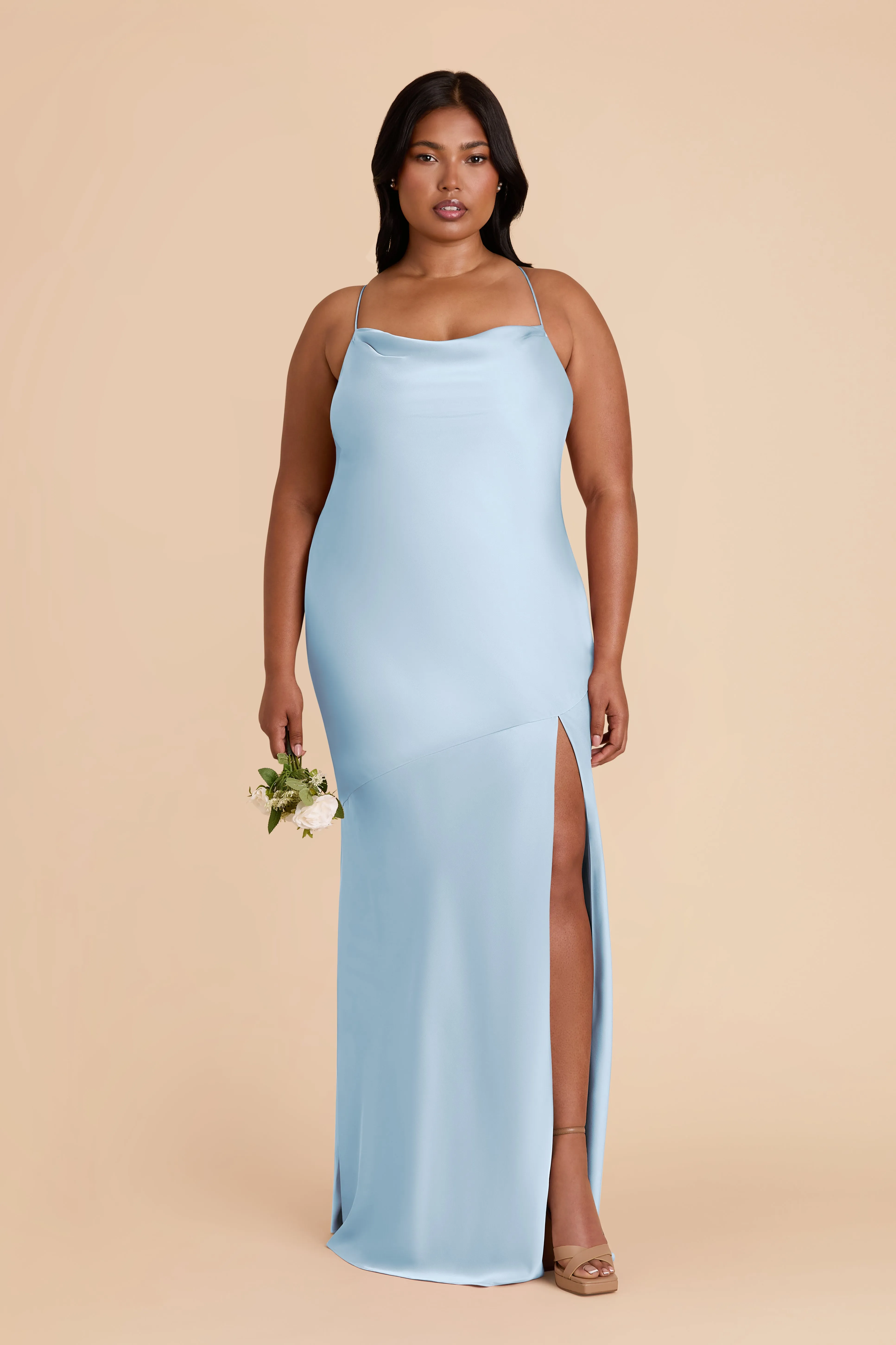 Olivia Matte Satin Dress - Sky Blue sold by Birdy Grey product image thumbnail 3