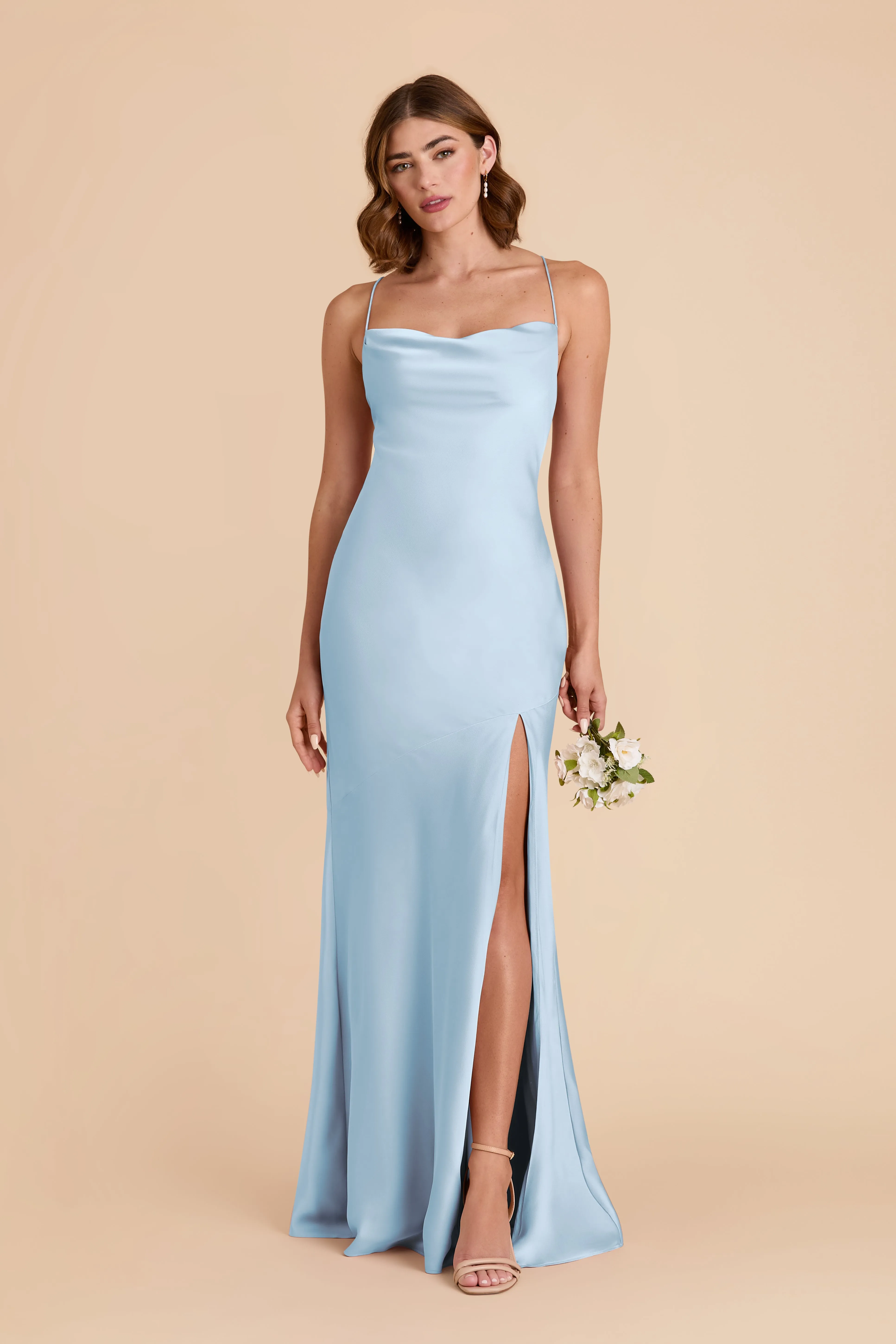 Olivia Matte Satin Dress - Sky Blue sold by Birdy Grey