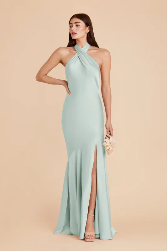 Stephanie Matte Satin Dress - Mint sold by Birdy Grey