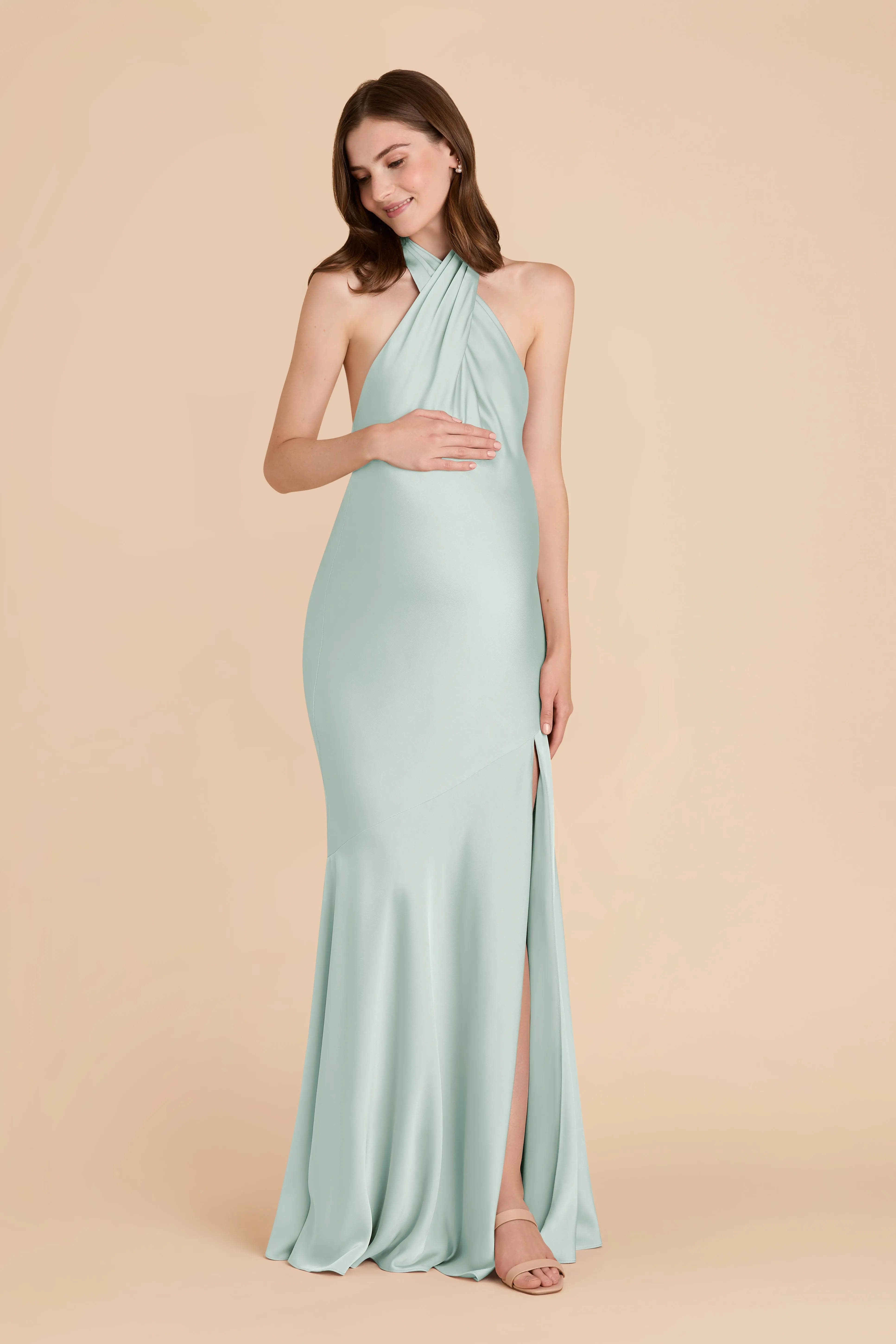Stephanie Matte Satin Dress - Mint sold by Birdy Grey product image thumbnail 5