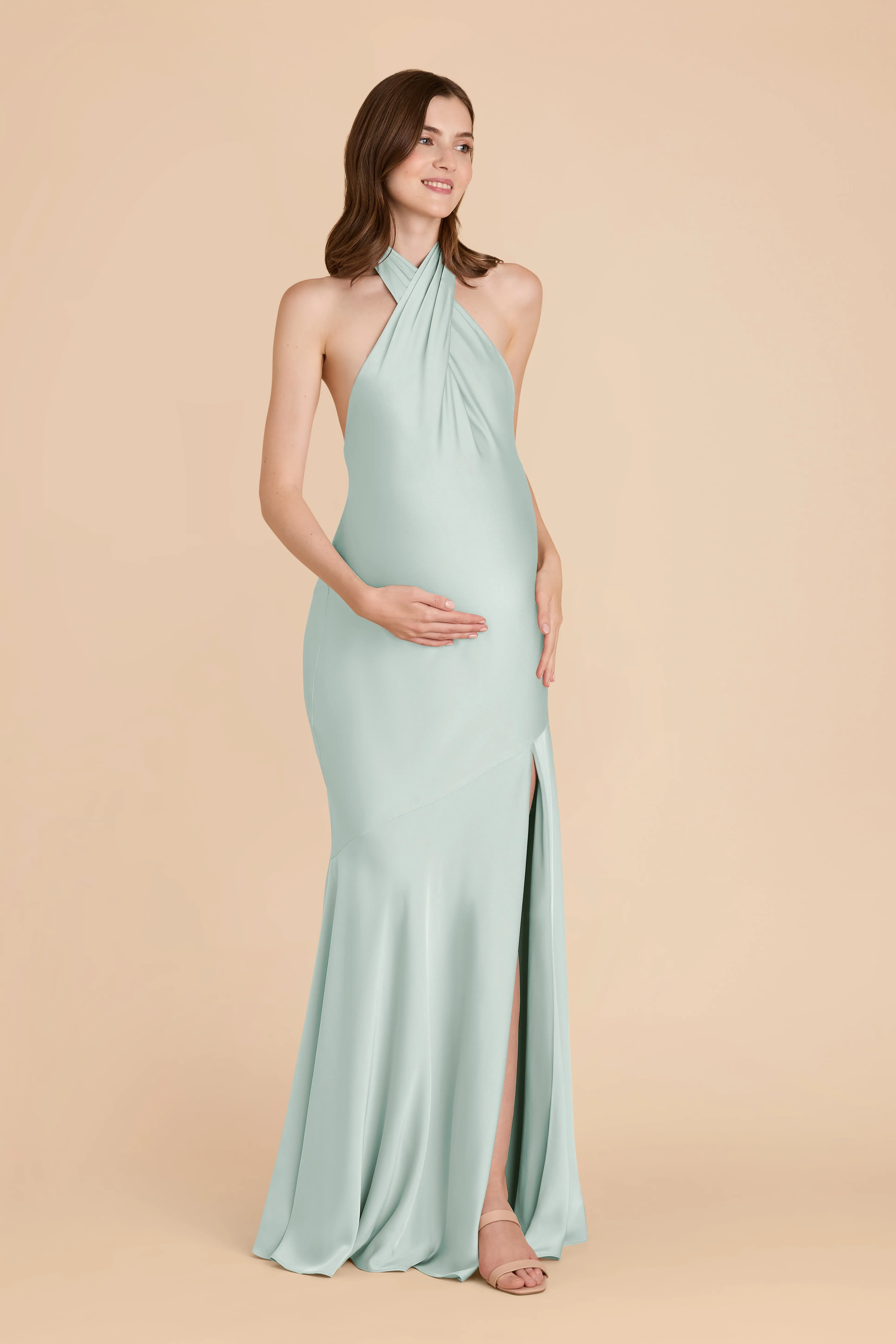 Stephanie Matte Satin Dress - Mint sold by Birdy Grey product image thumbnail 4