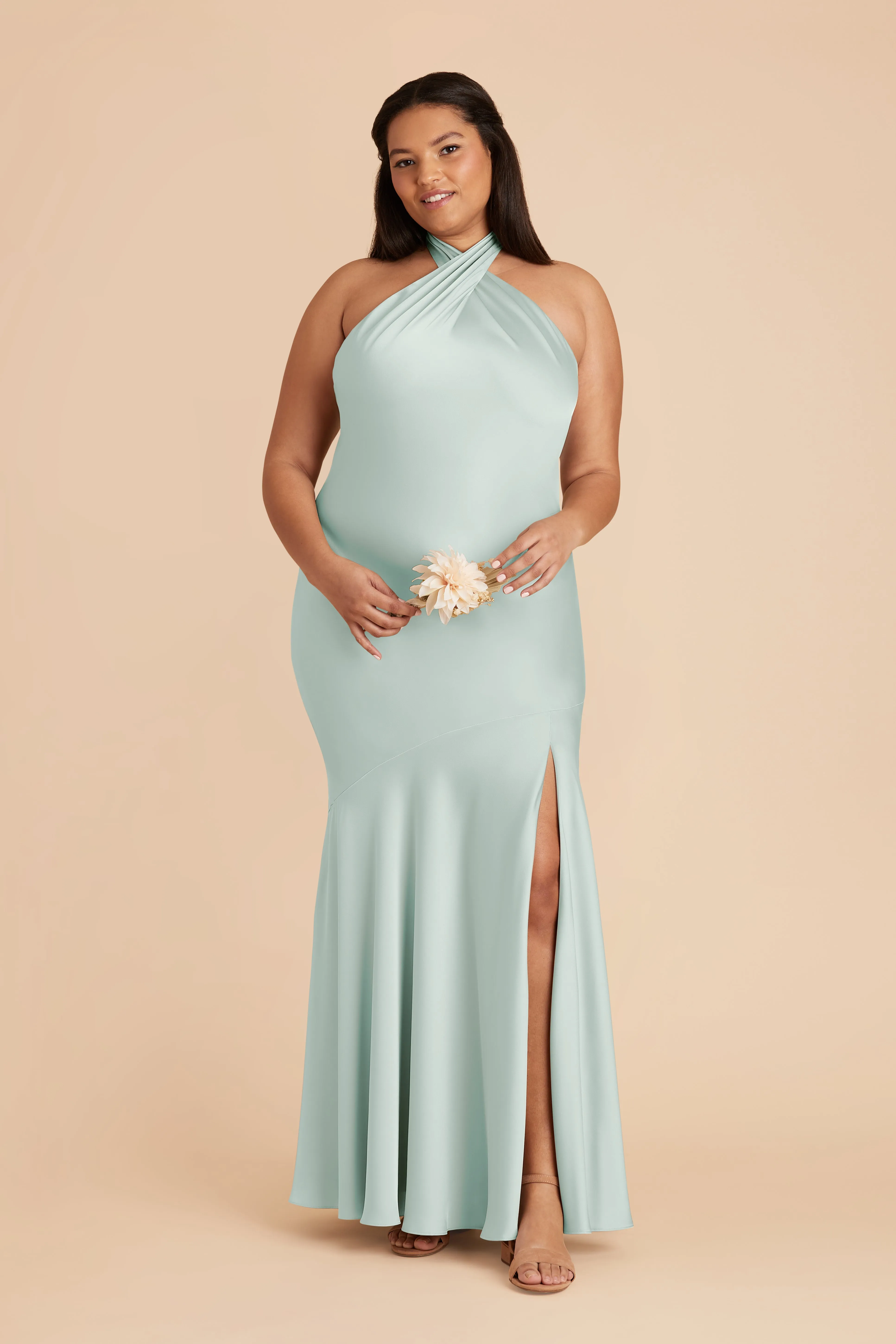 Stephanie Matte Satin Dress - Mint sold by Birdy Grey product image thumbnail 3