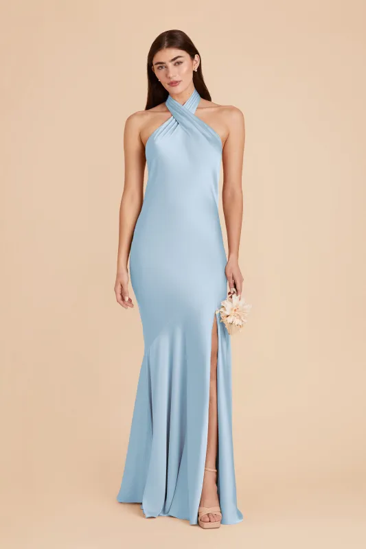 Stephanie Matte Satin Dress - Sky Blue sold by Birdy Grey