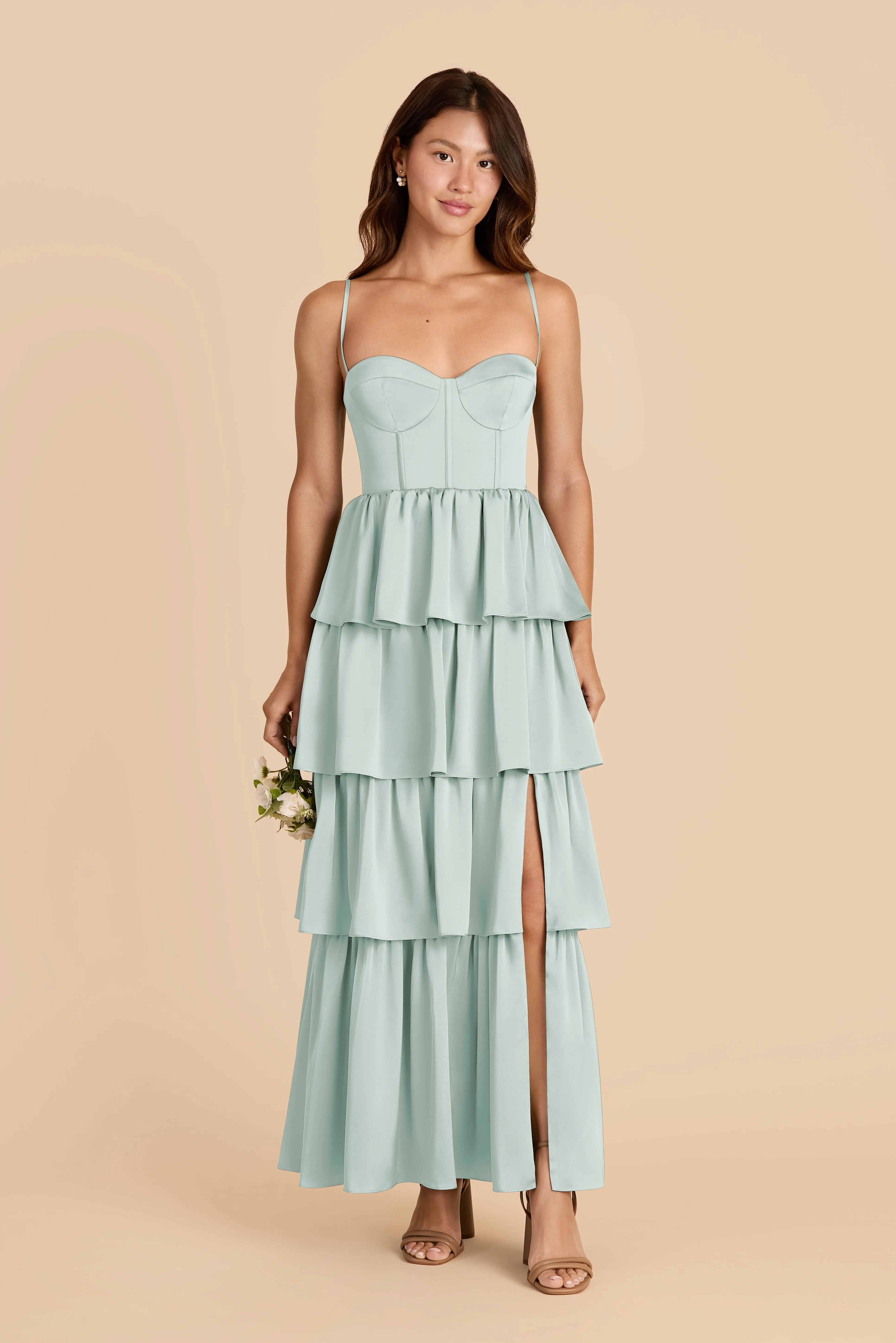 Lola Matte Satin Dress - Mint sold by Birdy Grey