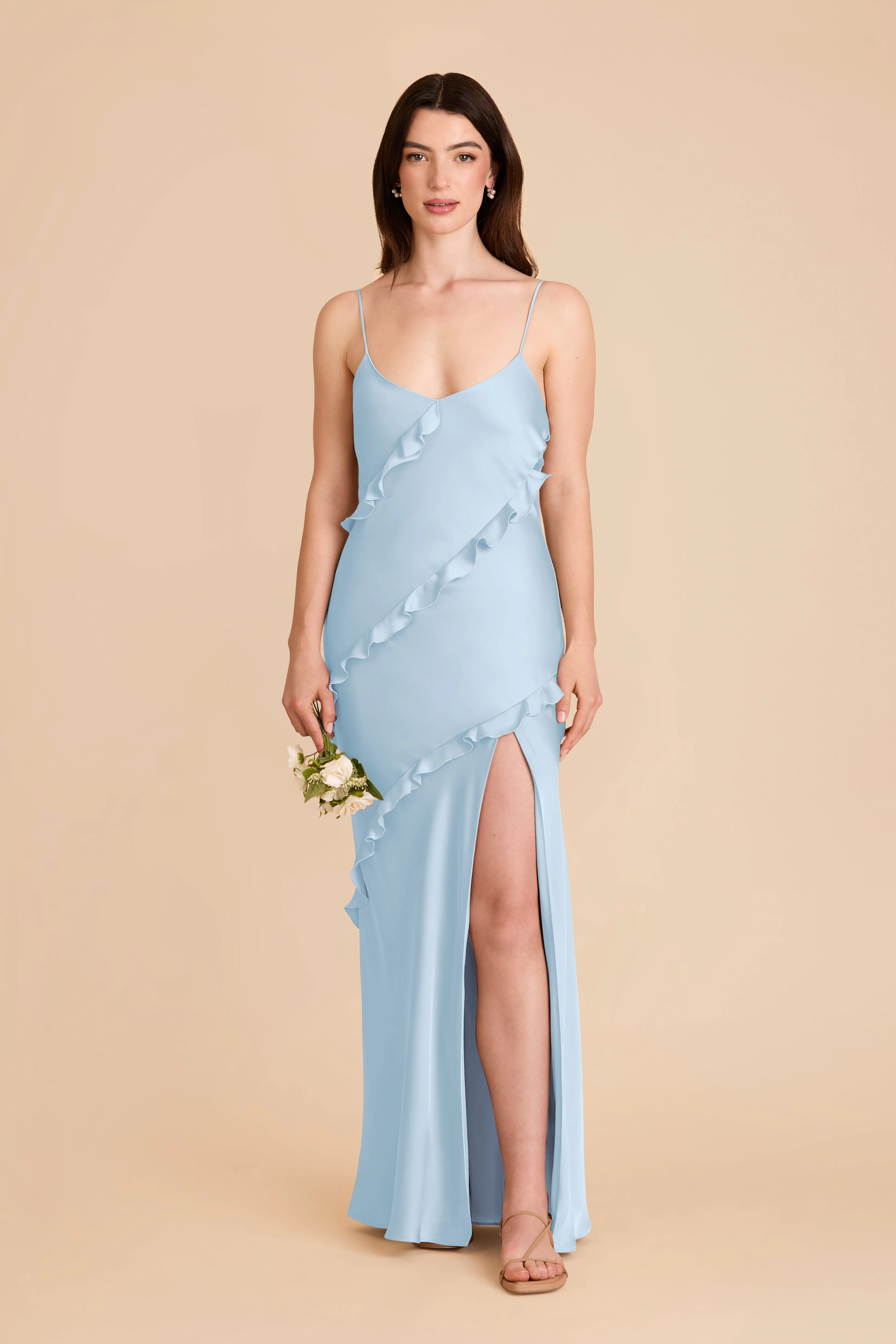 Valentina Matte Satin Dress - Sky Blue sold by Birdy Grey