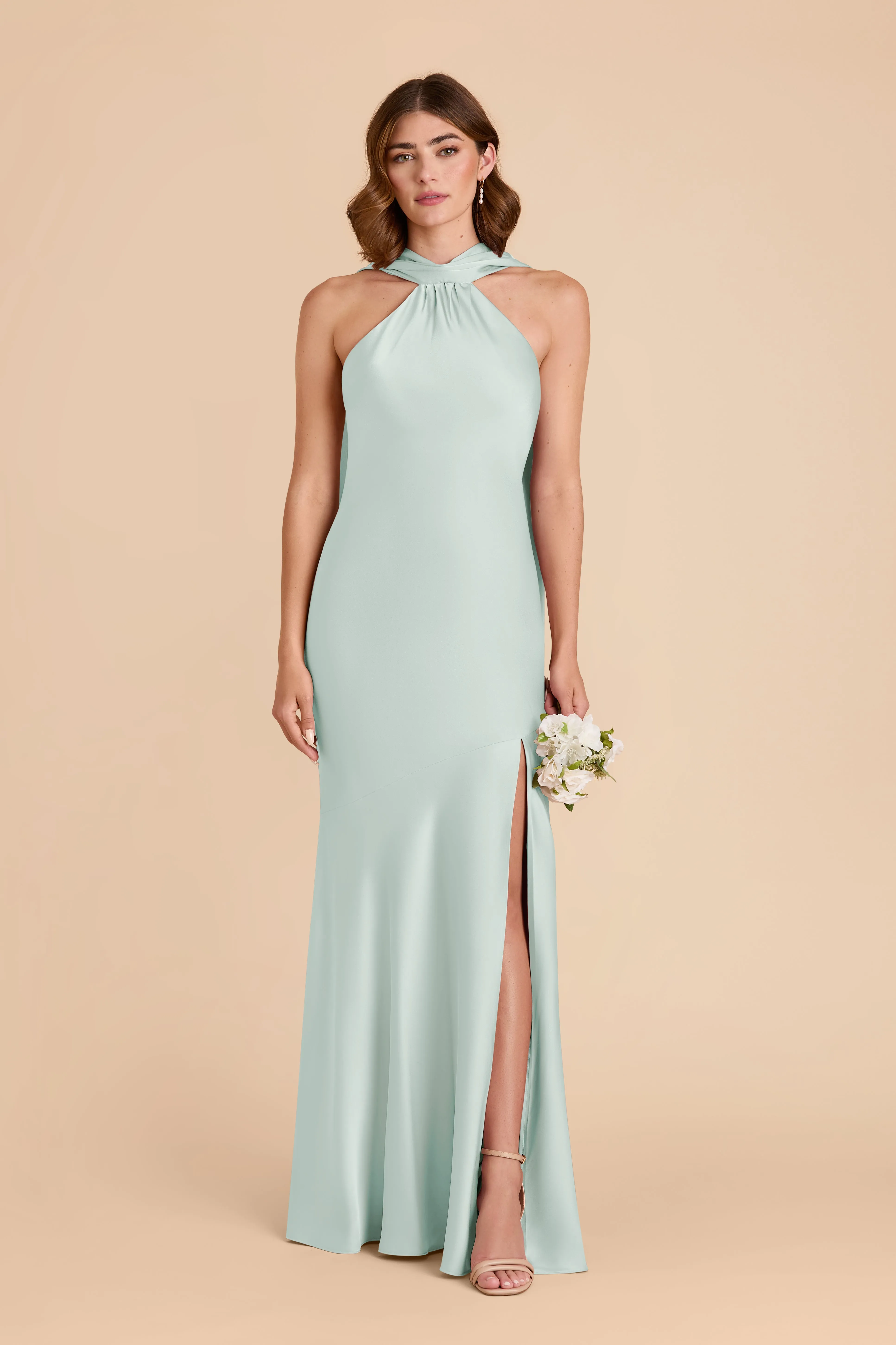 Eileen Matte Satin Dress - Mint sold by Birdy Grey