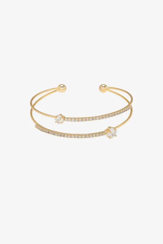 Pave Double Cuff Bracelet - Gold sold by Birdy Grey
