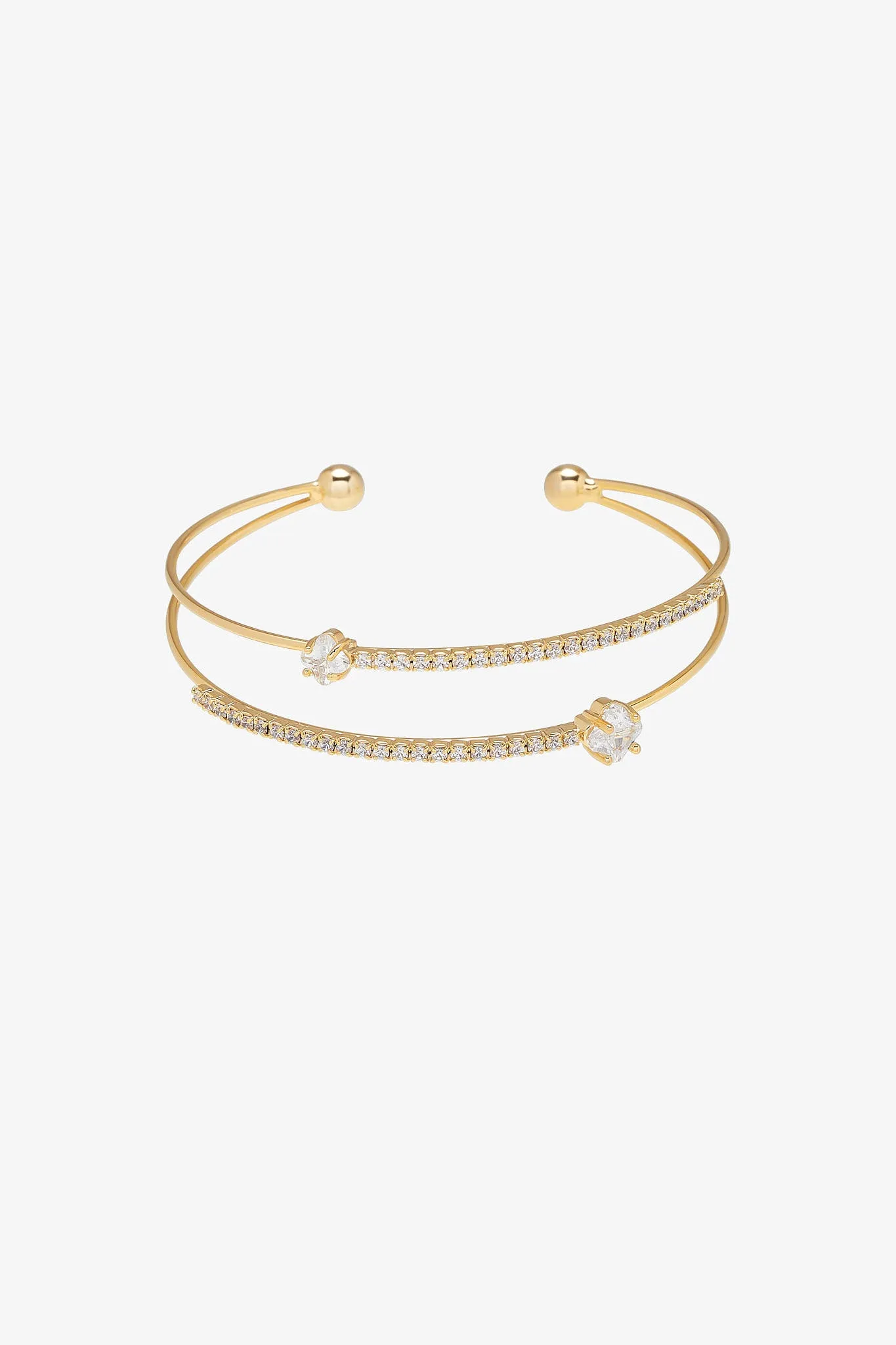 Pave Double Cuff Bracelet - Gold sold by Birdy Grey