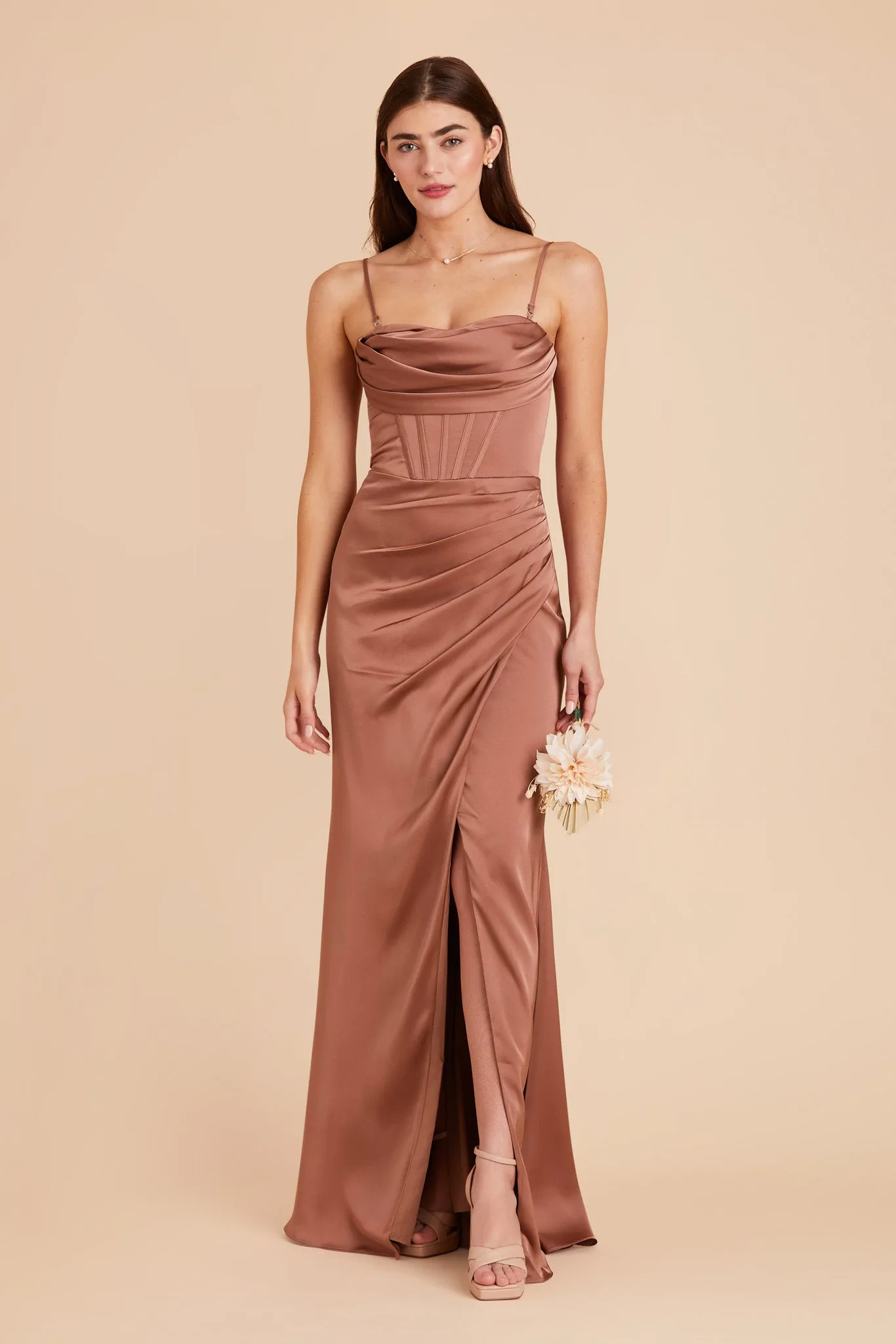 Carrie Matte Satin Dress - Desert Rose sold by Birdy Grey product image thumbnail 3