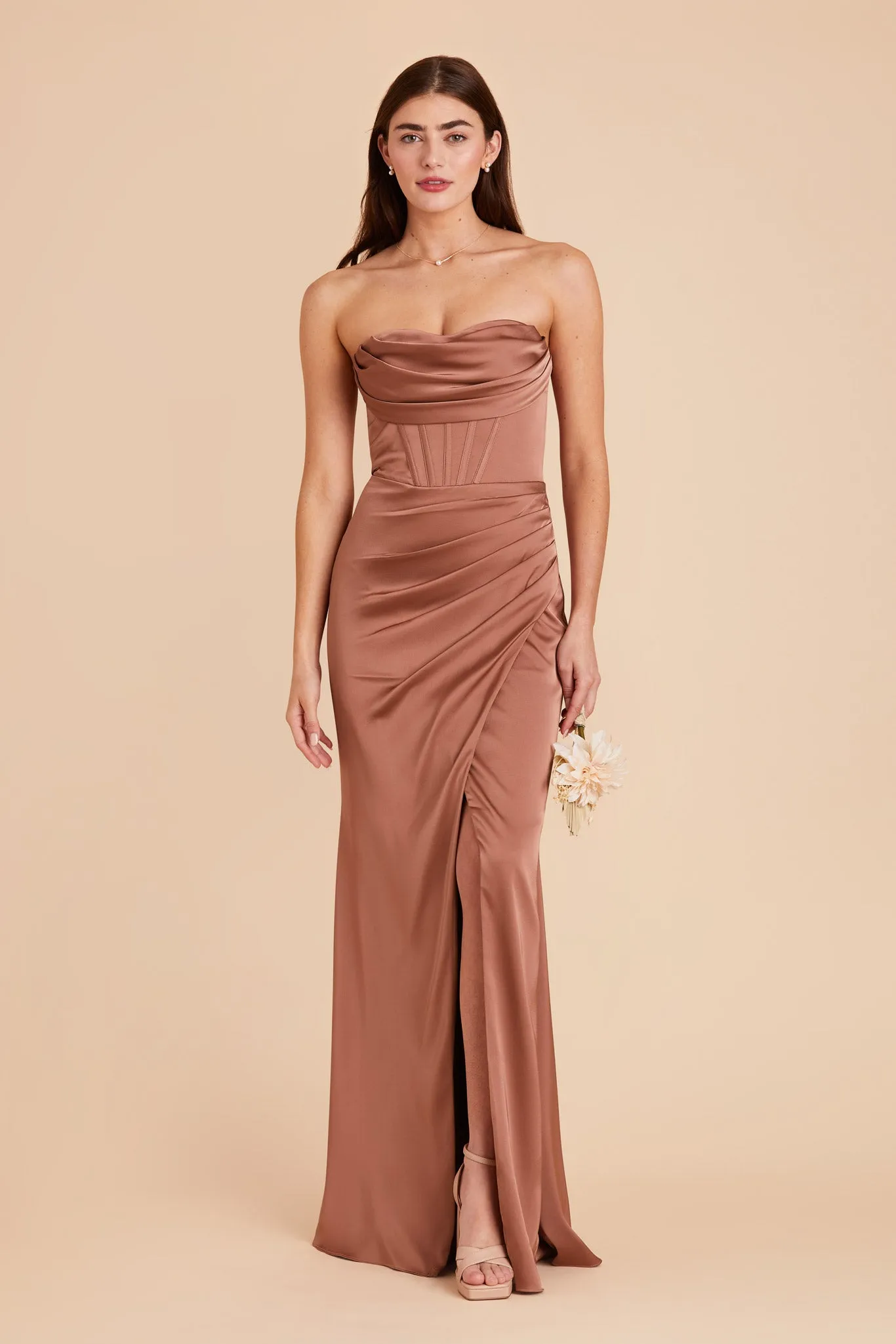Carrie Matte Satin Dress - Desert Rose sold by Birdy Grey product image thumbnail 2